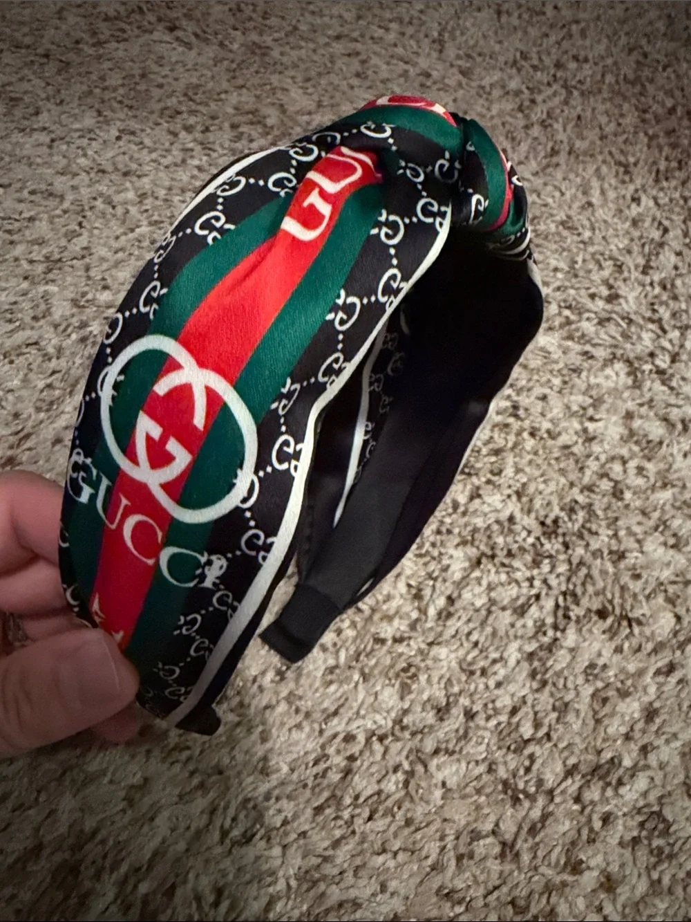 Gucci Black Headband with Red & Green Stripe